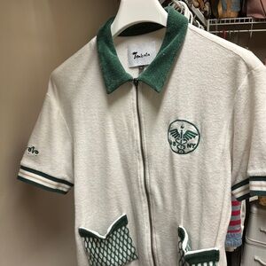 COPY - White and Green Zip-Up Polo Shirt from Tombolo company
